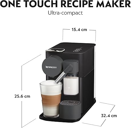 De'Longhi Nespresso Lattissima One EN510B, Automatic Coffee Maker, Single-Serve Capsule Coffee Machine, Automatic Frothed Milk, 19 Bar Pressure, Cappuccino, Latte, 1450W, Shadow Black
